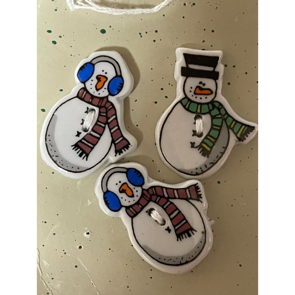 Vintage 1997 Trena’s Trinkets Snowman Buttons Set of 3 NEW Old Stock - Picture 5 of 8